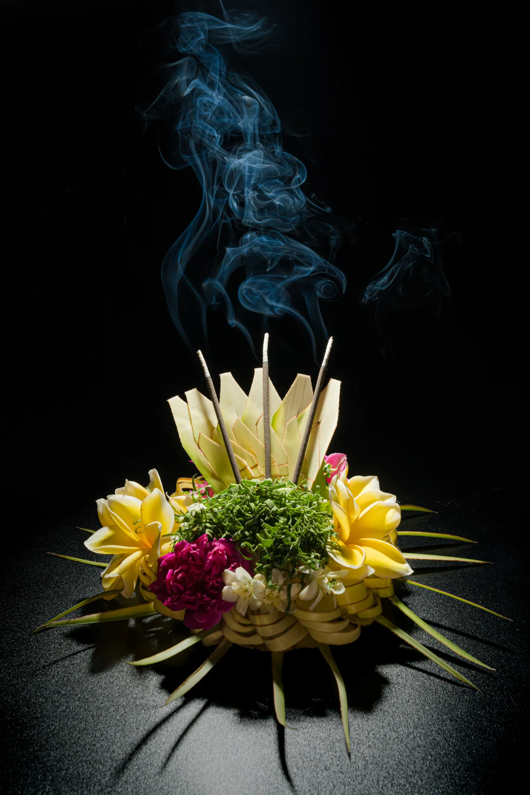 Canang sari, a daily flower offering in Bali.